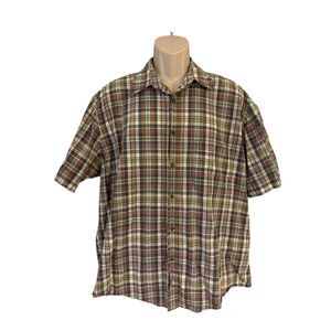 Natural Issue Mens XL Plaid Button Down Shirt Short Sleeve Casual